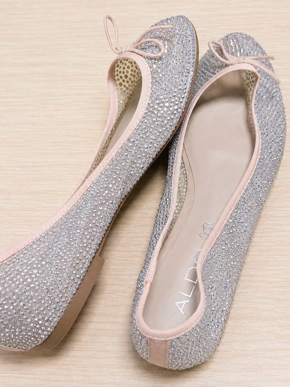 ALDO Caossi Rhinestone Mesh Ballet Flats Nude Pink Sz 7 NWOT - Picture 3 of 4